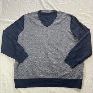 Brooks Brothers 100% Extra Fine Italian Merino Wool Sweater V-Neck Gray Mens XL